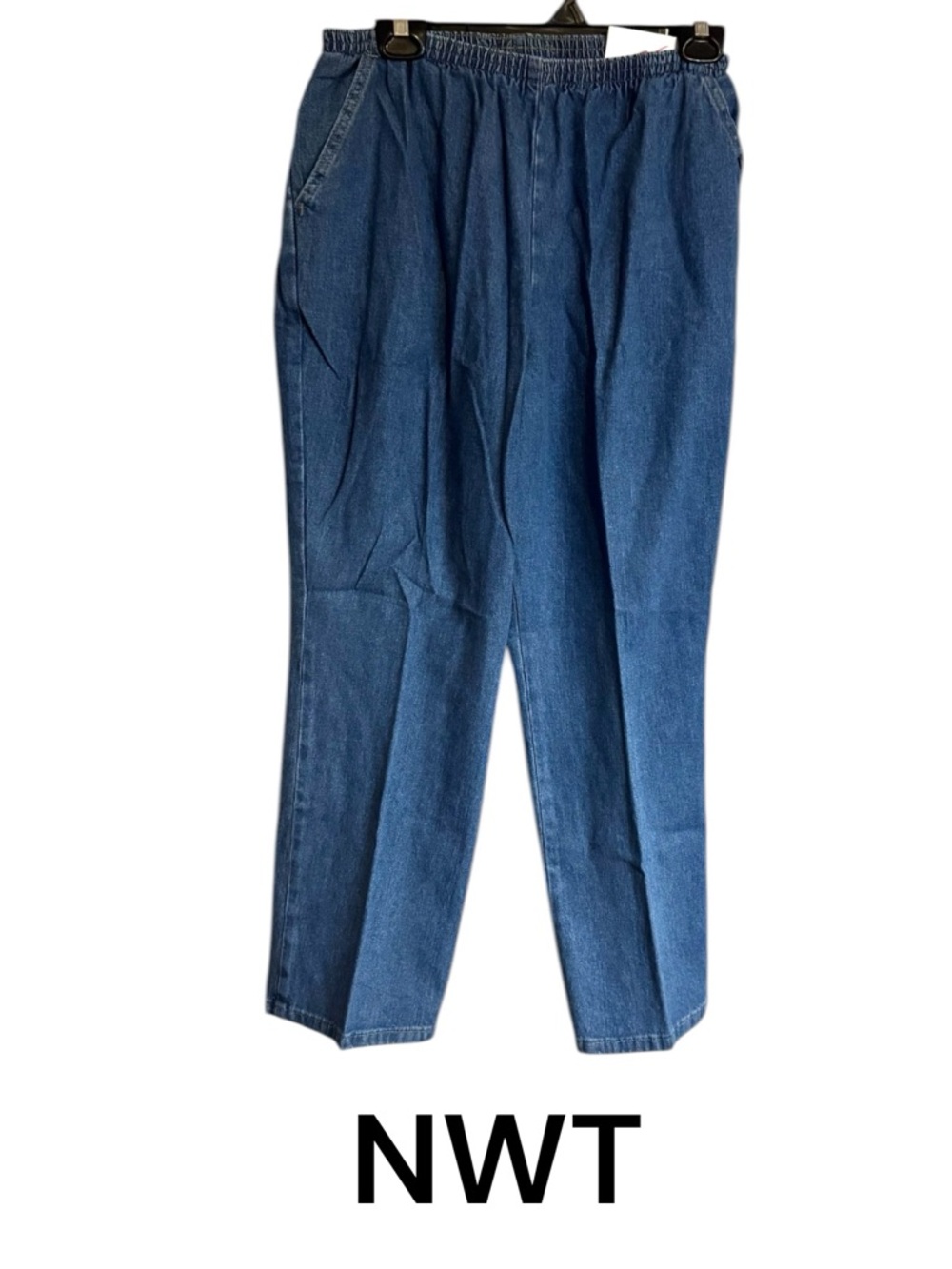 NWT  CHIC  Straight-Leg Elastic-Waist Pull-on Jeans SZ:  14 PETITE     #11